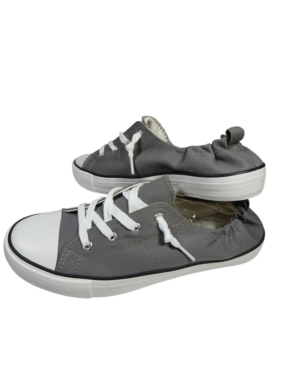 Everglades Grey Canvas Womens Shoes Tie Slip on Stretchy Heel Shoes Size 10 NEW